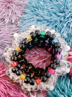 Handmade Beaded Bracelet - Flower & Rainbow Style